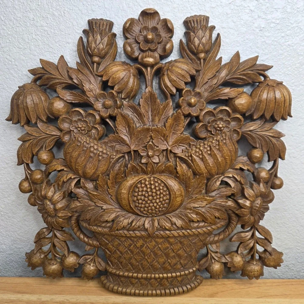 2 Vintage 1960s Syroco Fruit Flower Baskets 12.5